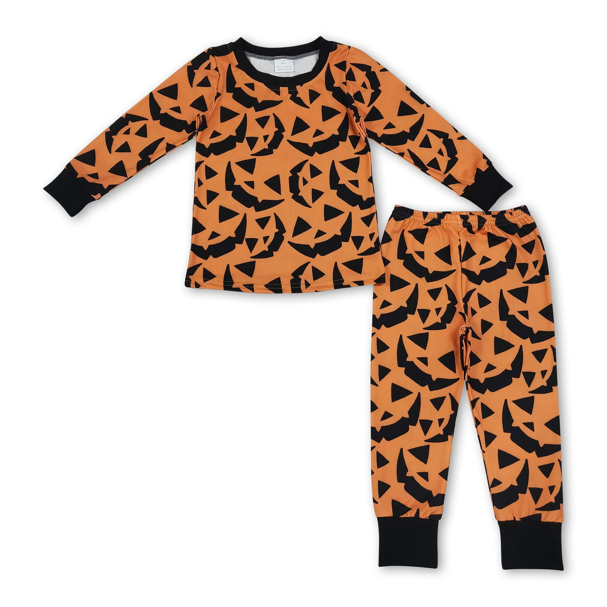 Black long sleeves pumpkin boys Halloween pajamas set