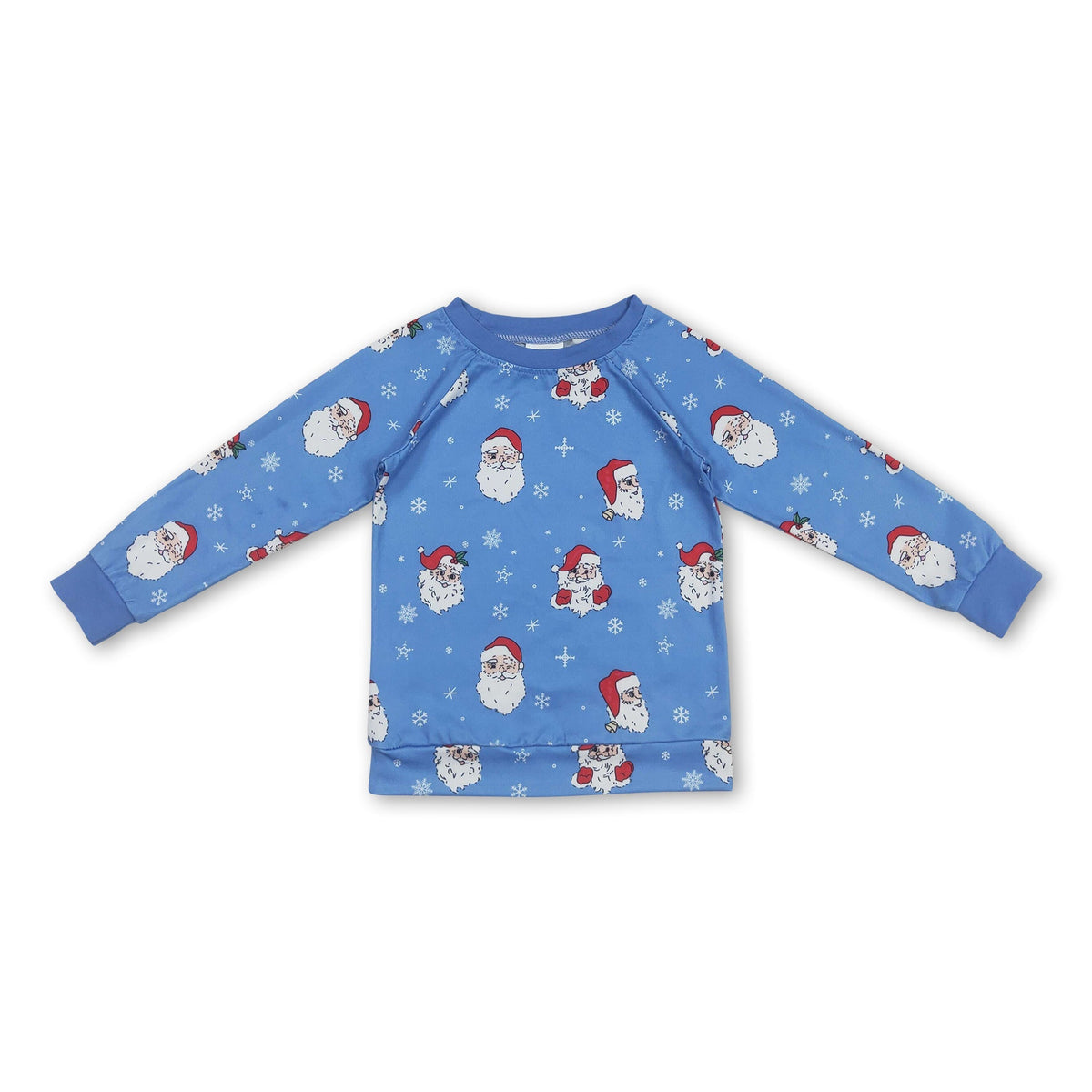 Blue long sleeves santa baby kids Christmas shirt