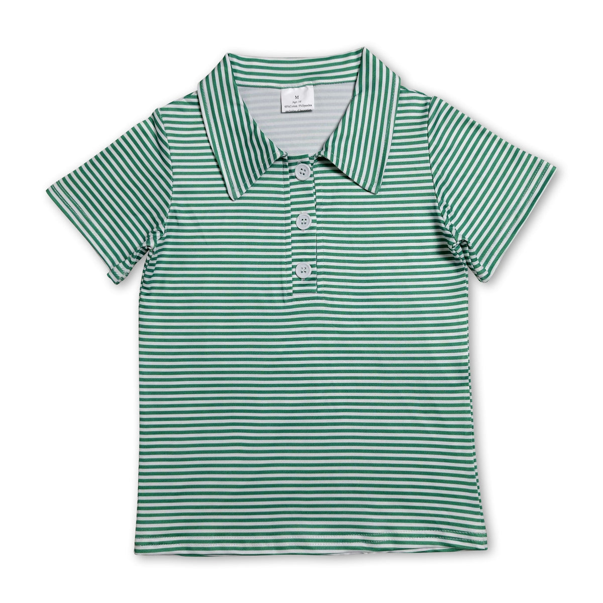 Short sleeves green stripe kids boys summer polo shirt