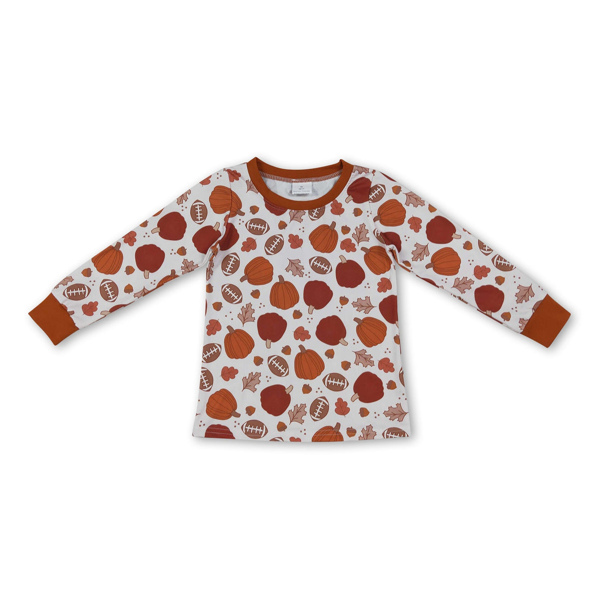 Long sleeves football pumpkin kids boys fall shirt