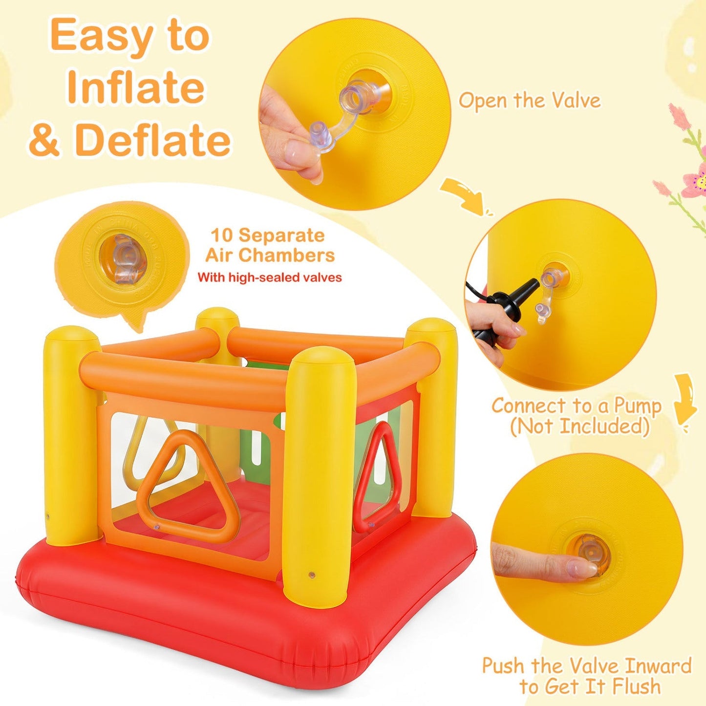 Inflatable Bounce House for Kids with Transparent Side Walls