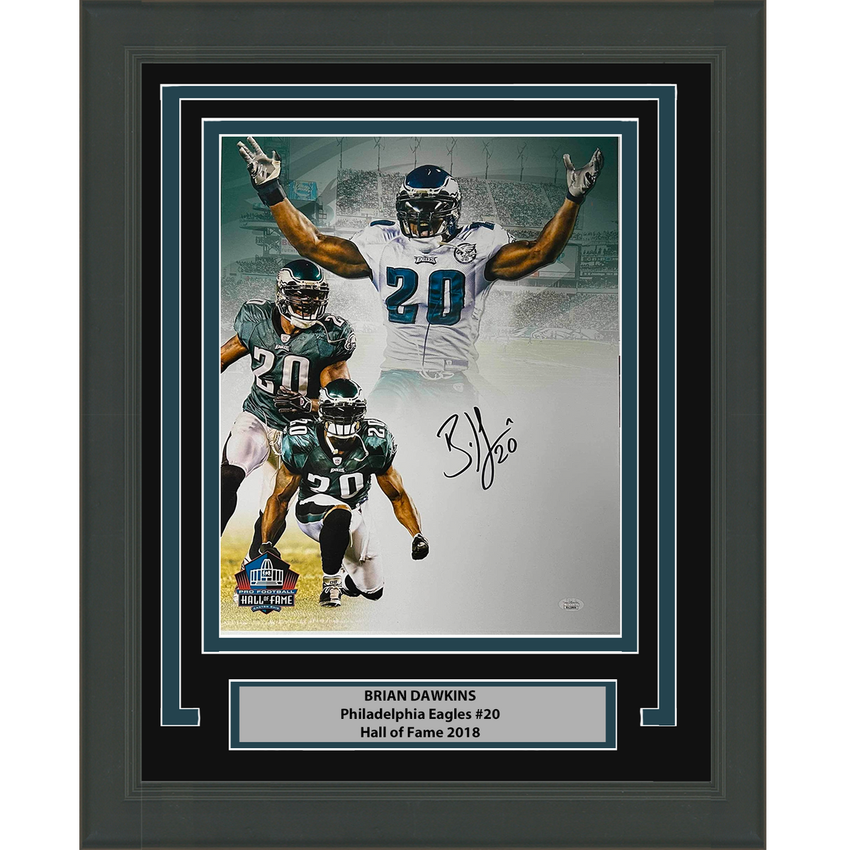 Framed Autographed/Signed Brian Dawkins Philadelphia Eagles 16x20 Football Photo JSA COA