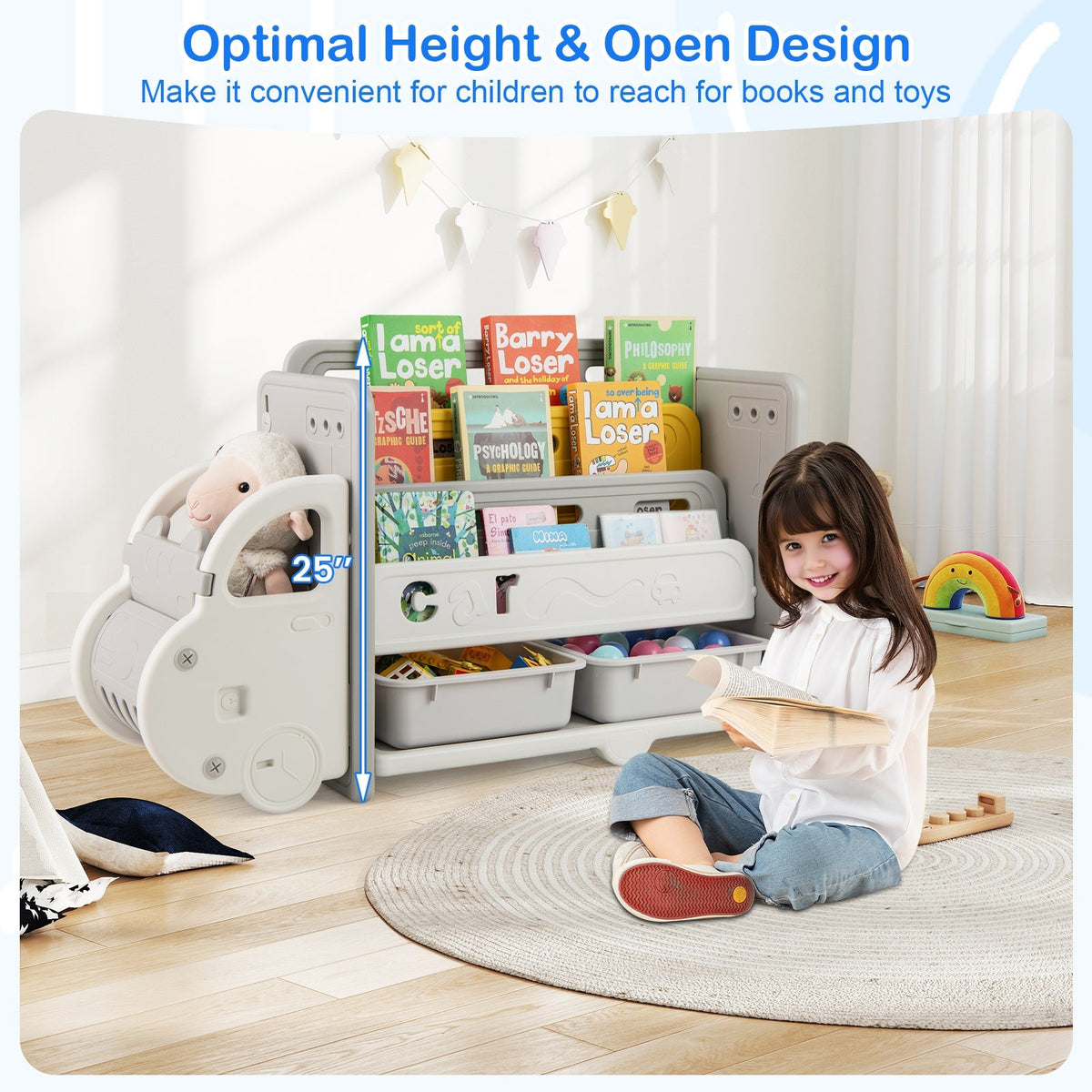 Car Themed Kids Toy Storage and Bookshelf