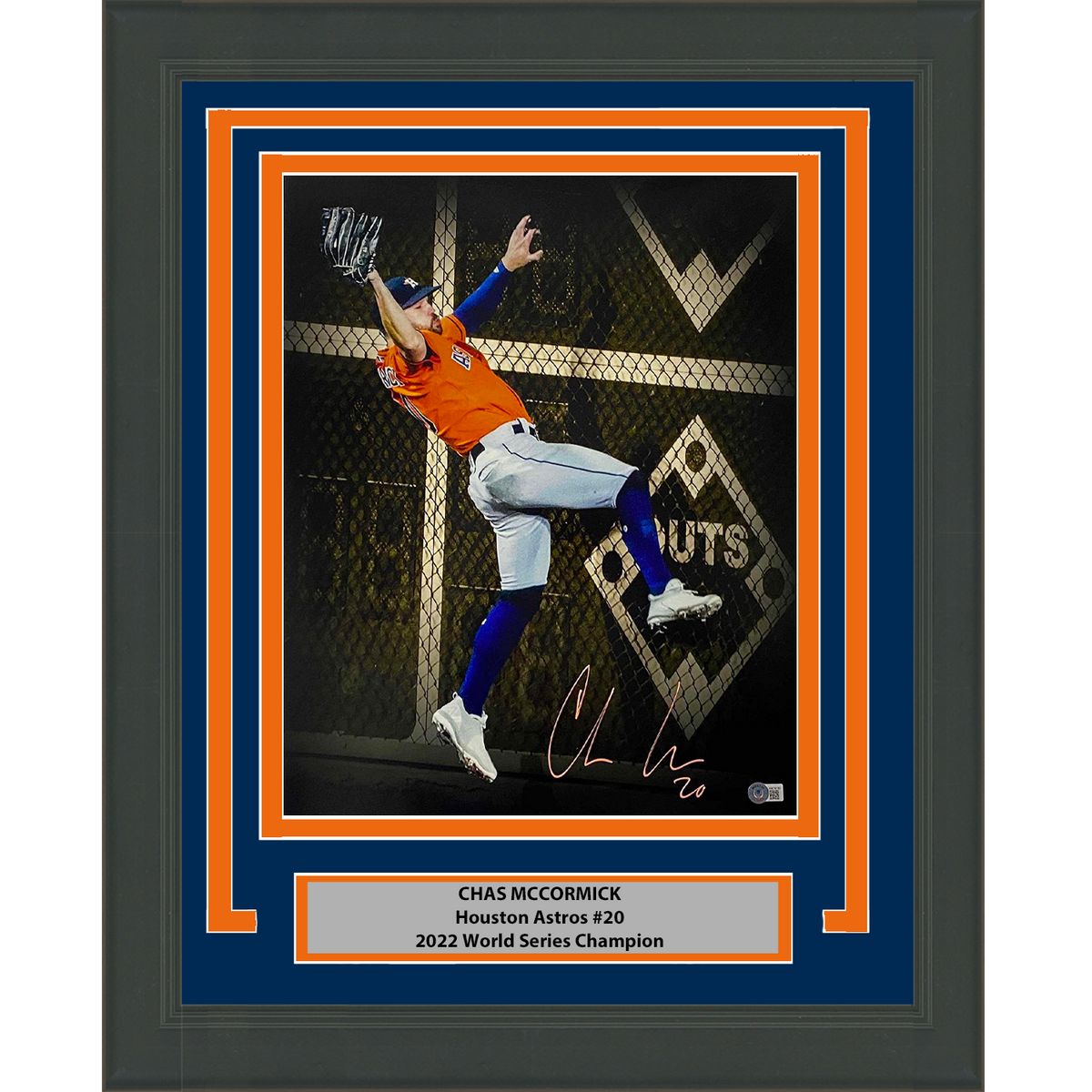 Framed Autographed/Signed Chas McCormick Houston Astros 2022 World Series Catch 16x20 Baseball Photo Beckett BAS COA