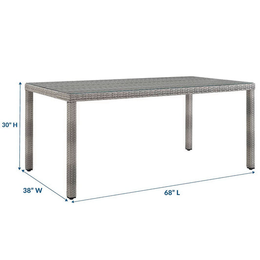 Aura 68" Outdoor Patio Wicker Rattan Dining Table by Modway