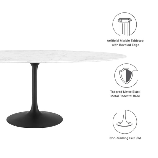 Lippa 78" Oval Faux Marble Dining Table by Modway