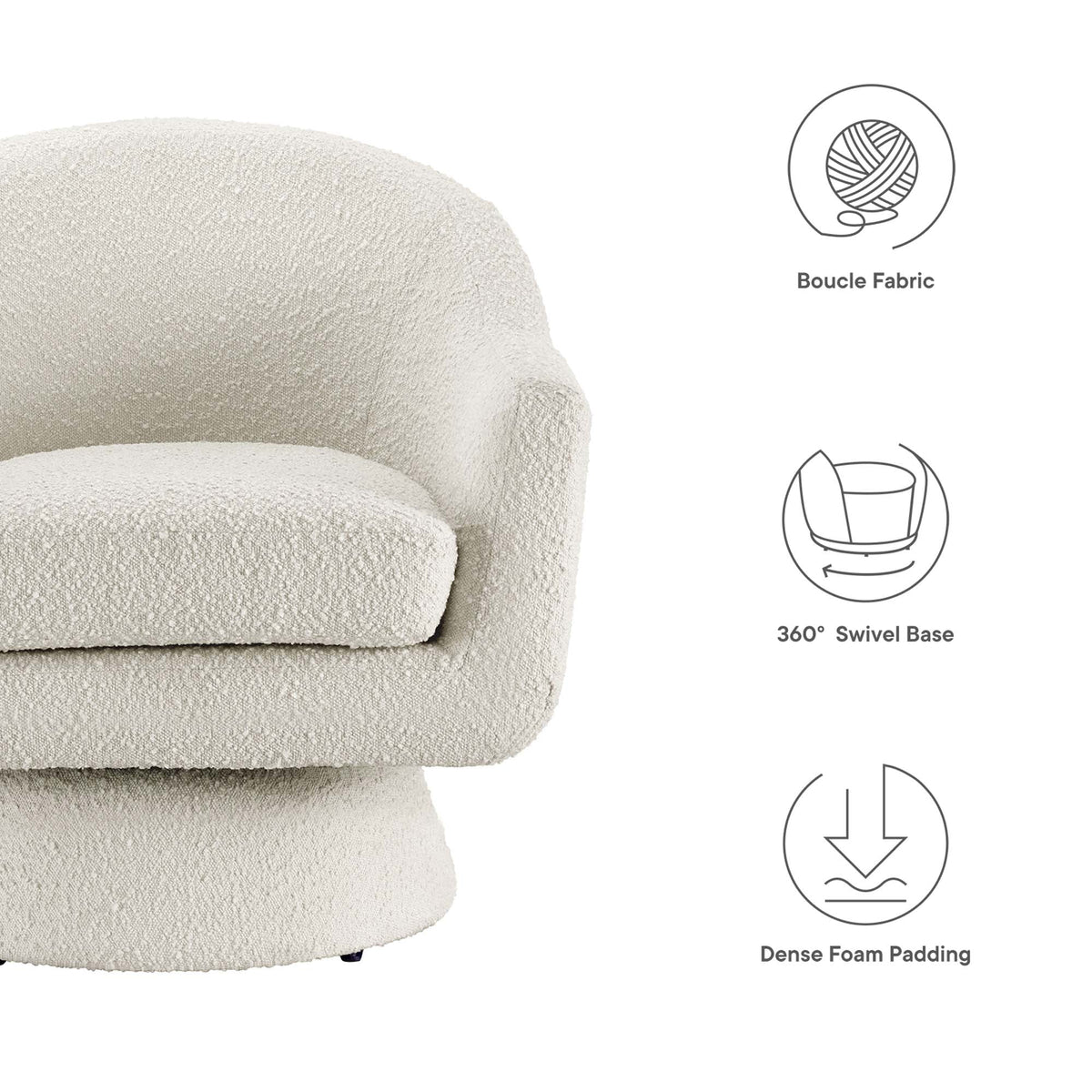 Astral Boucle Fabric Swivel Chair by Modway