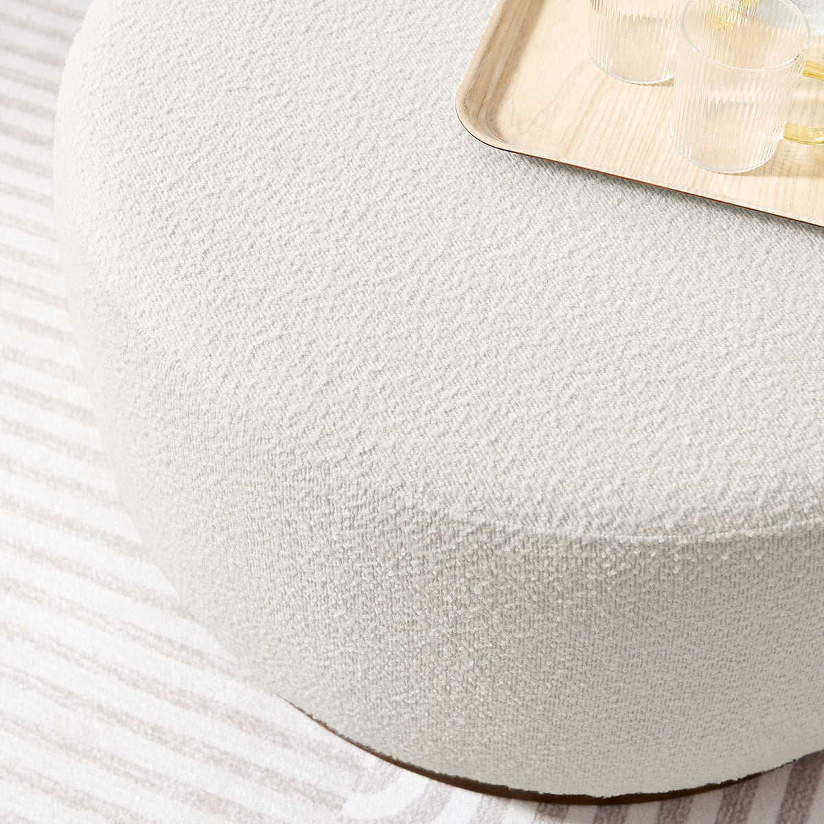 Tilden Large 29" Round Boucle Upholstered Ottoman