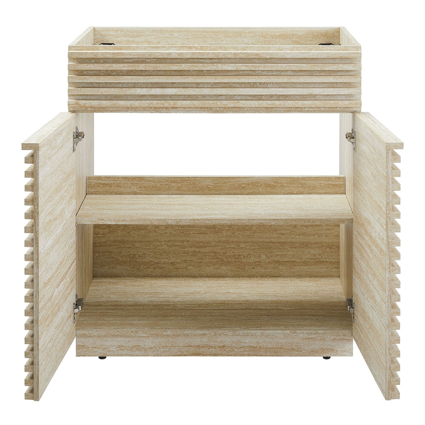 Render 30" Faux Travertine Bathroom Vanity Cabinet