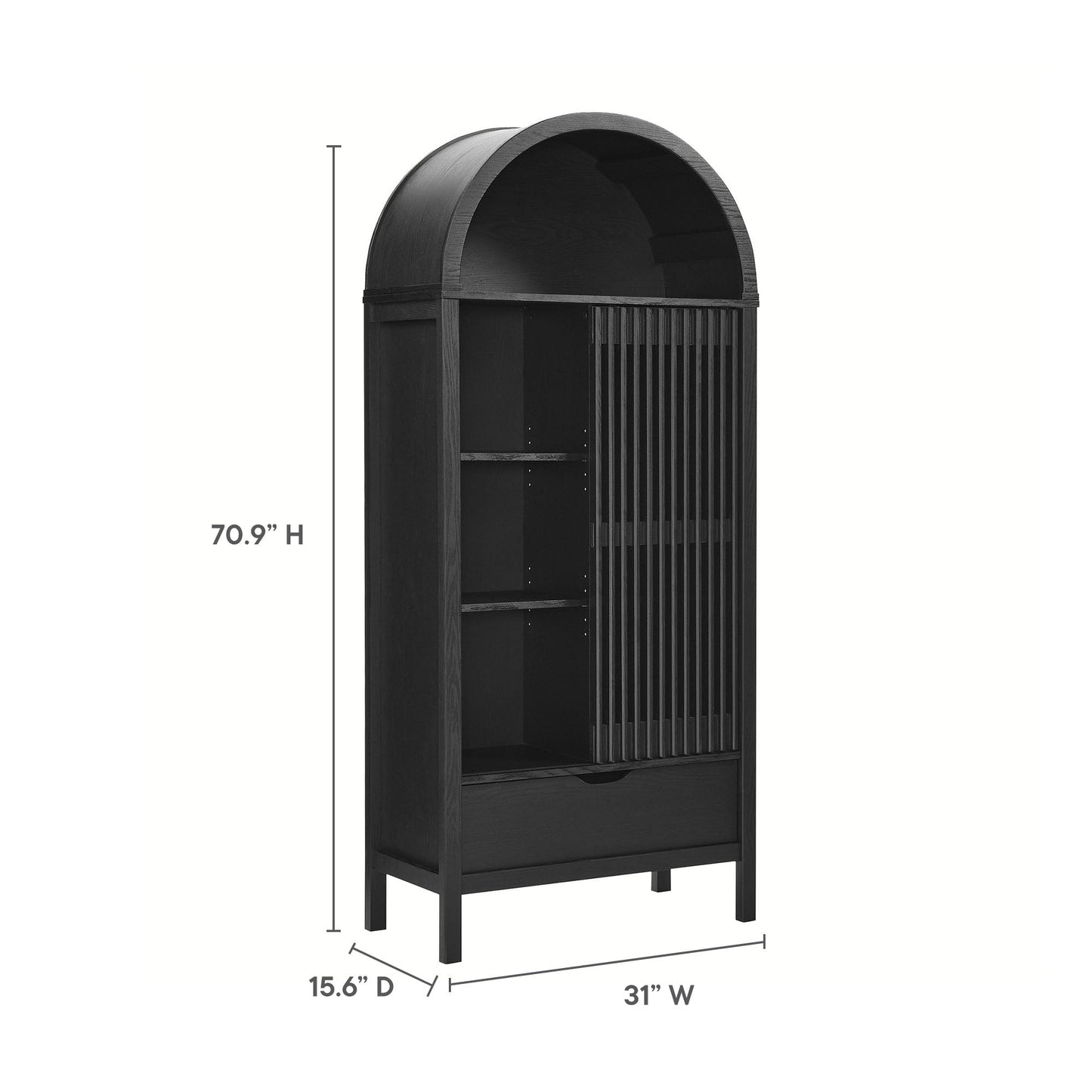 Vaughn 71" Arched Storage Display Cabinet by Modway