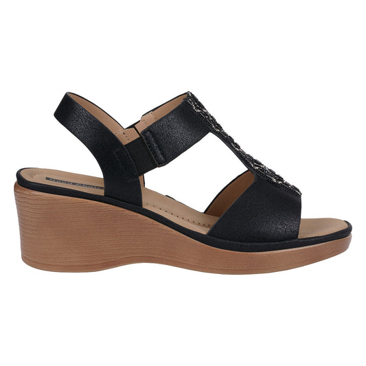 Women's Elissa Black Embellished Wedge Sandals