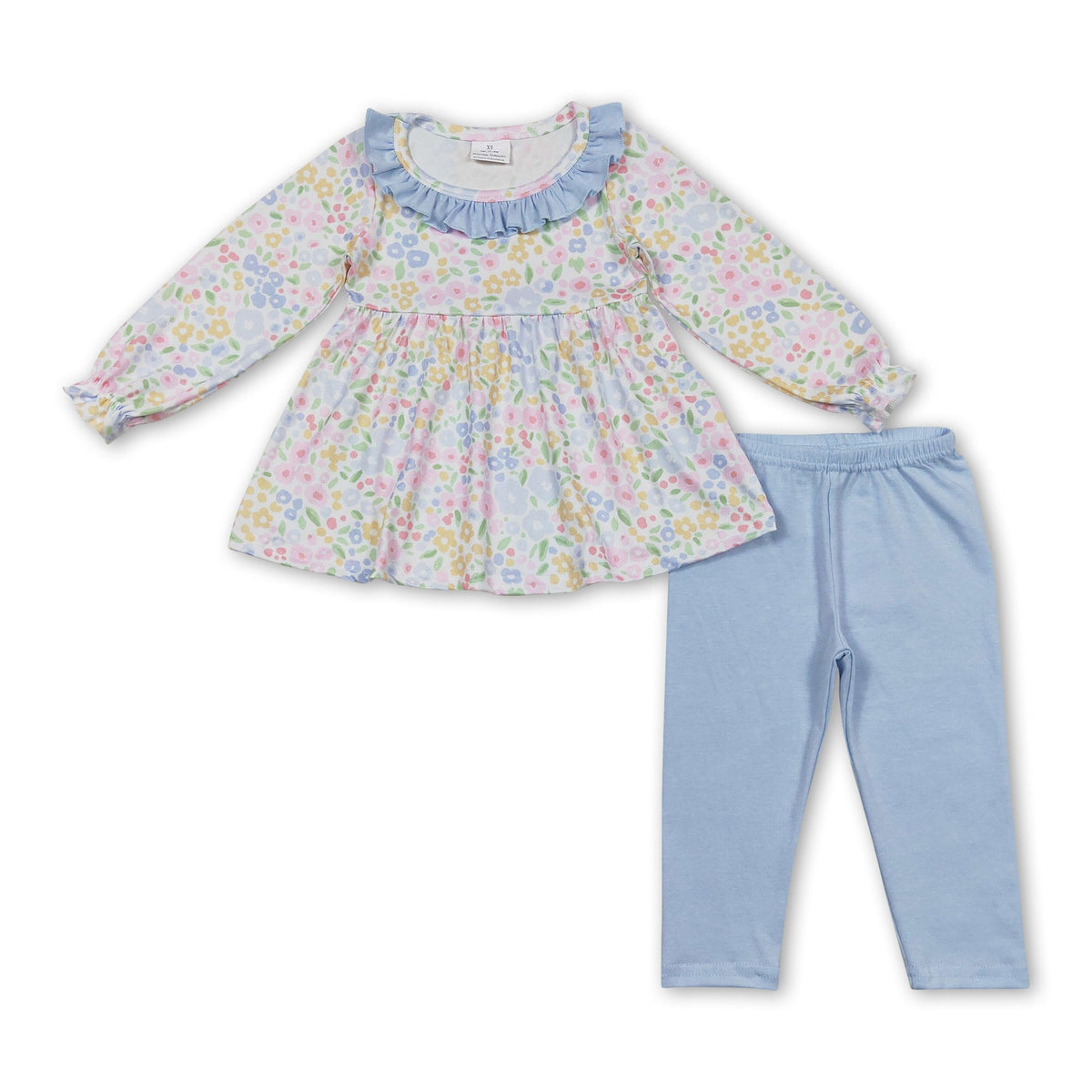 Long sleeves floral tunic leggings girls clothing set
