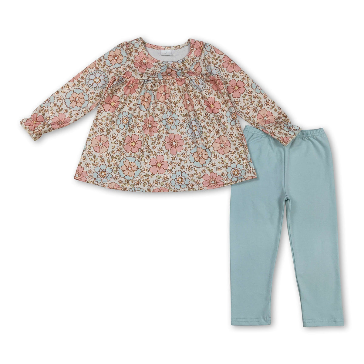 Floral tunic light blue leggings girls fall clothing