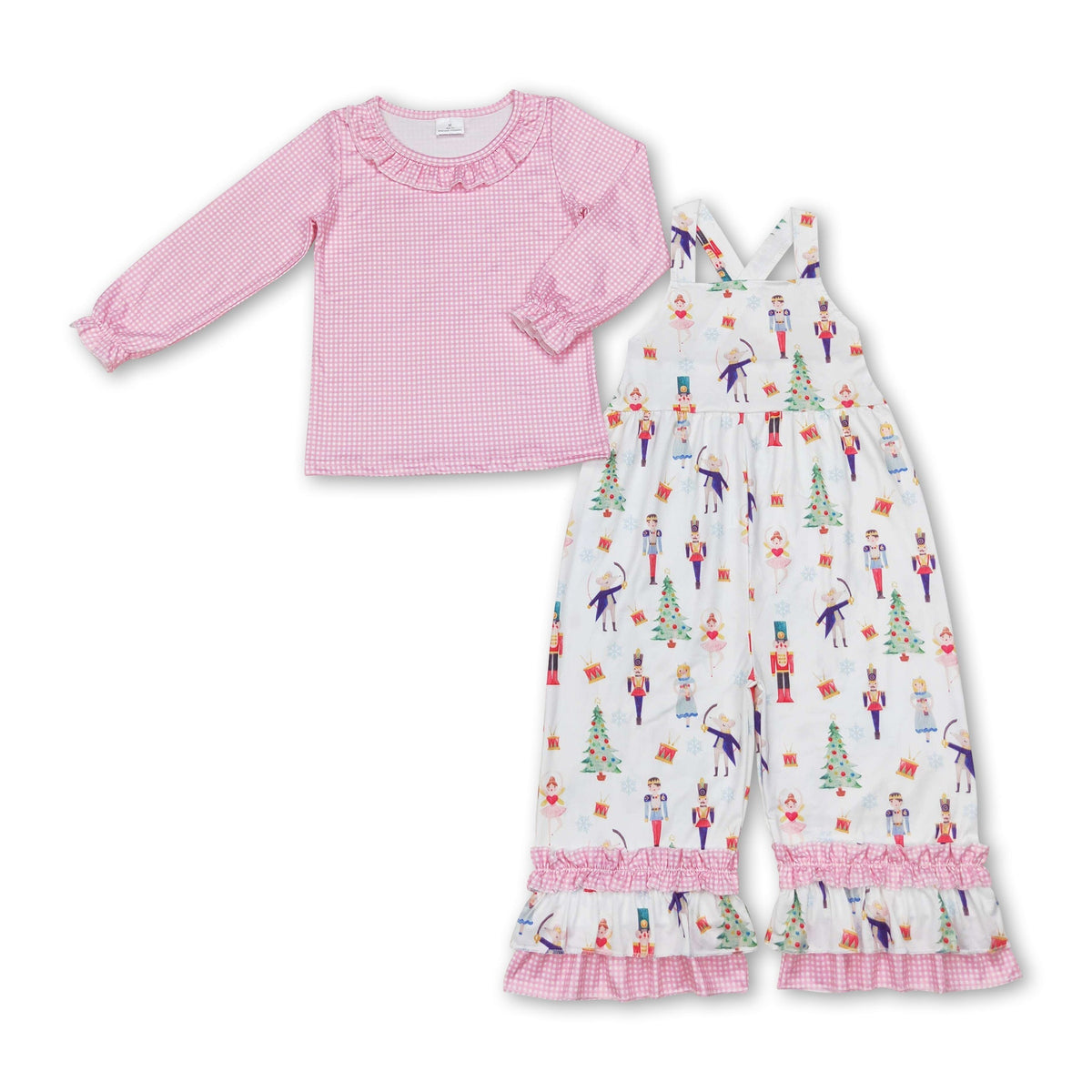 Pink top king ballet Christmas tree overalls girls clothes