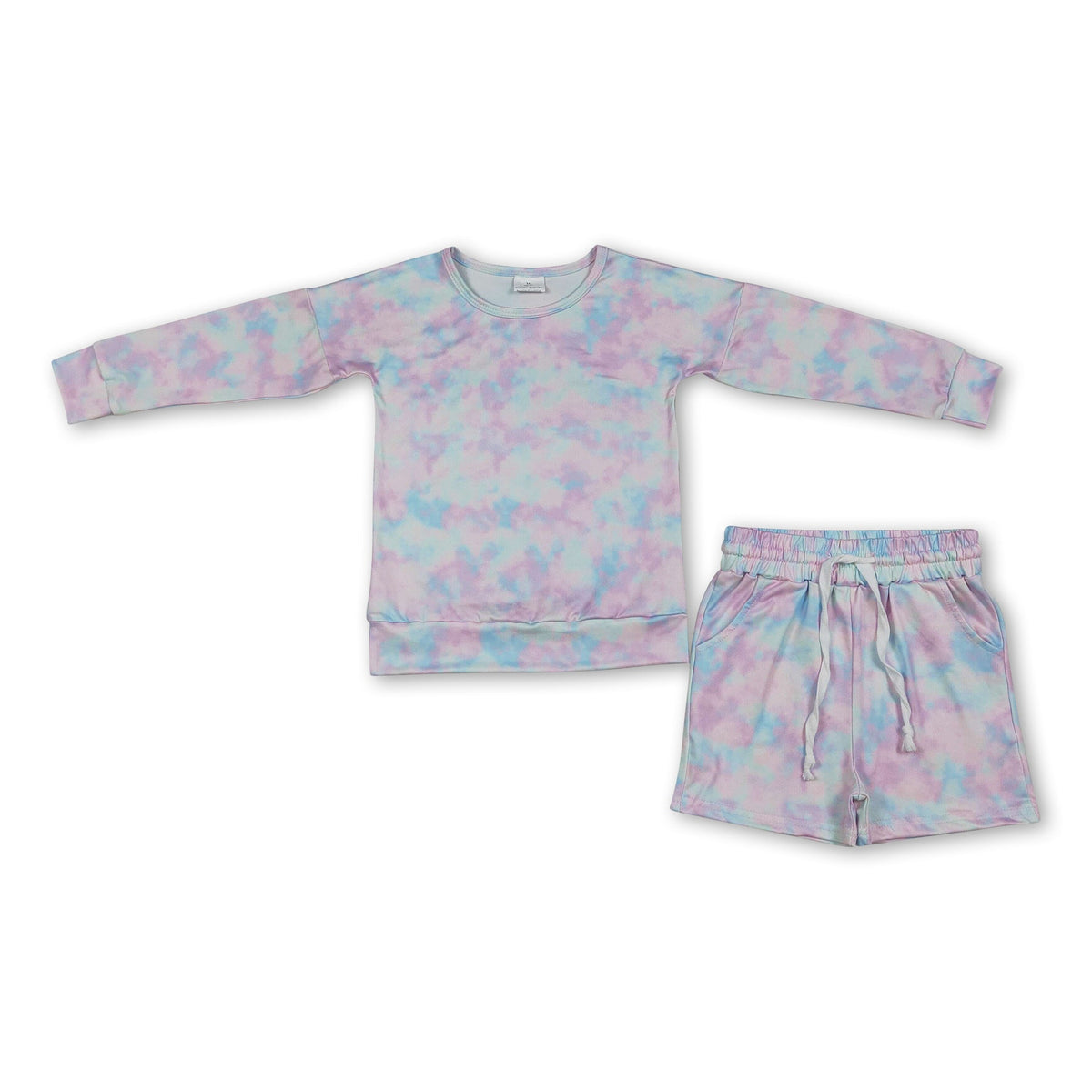 Long sleeves tie dye top shorts kids girls outfits