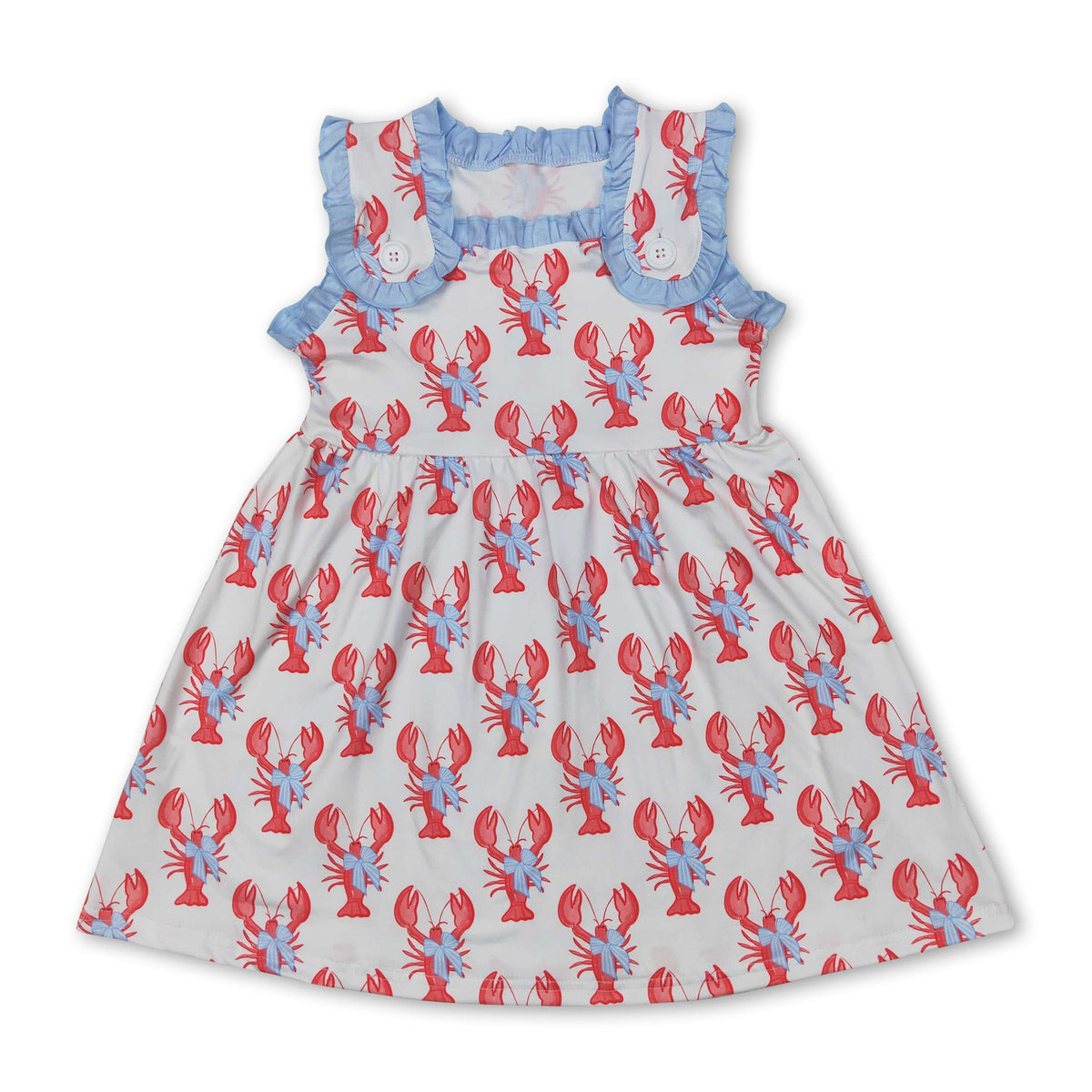 Sleeveless crawfish bow baby girls summer dress