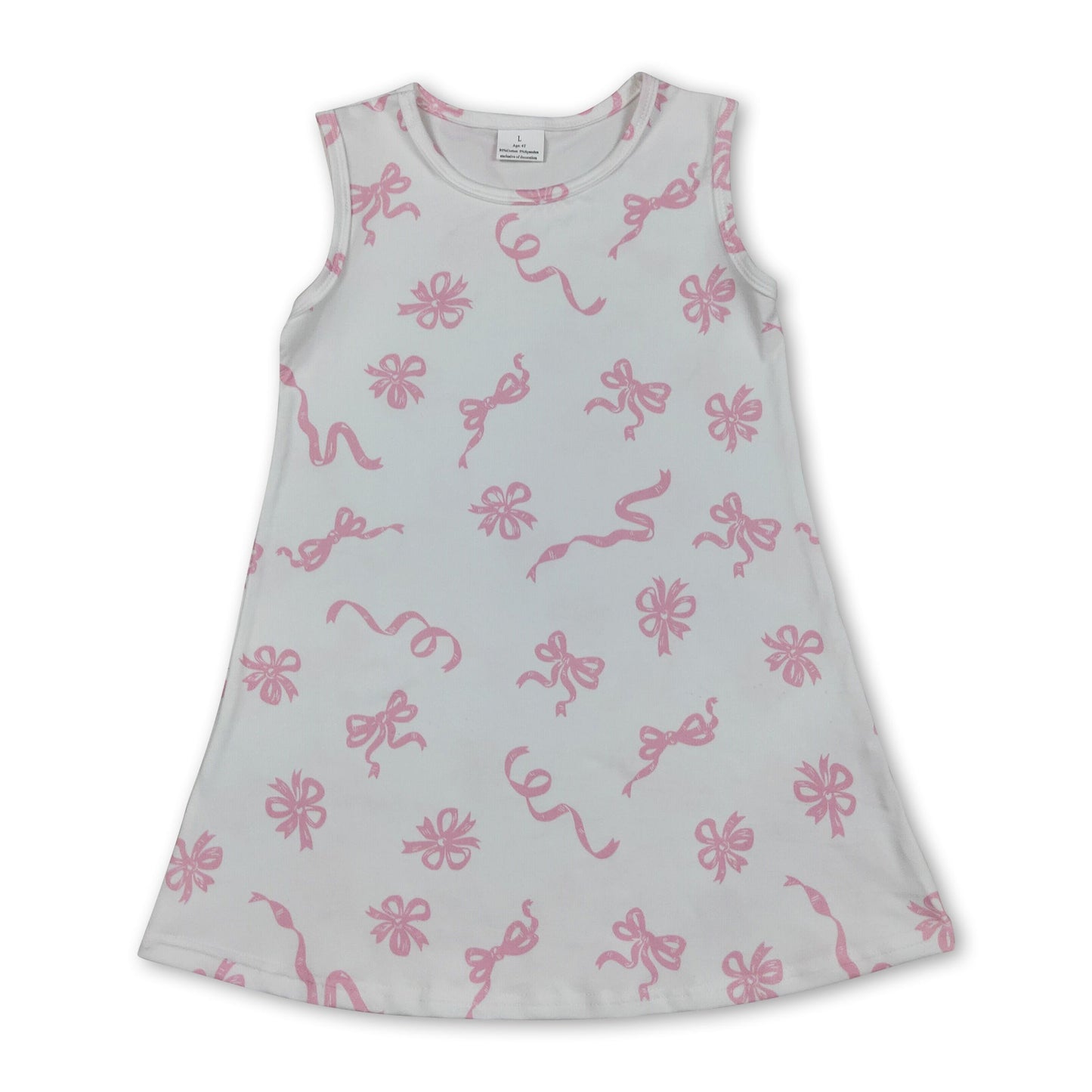 Sleeveless pink bow baby girls summer dresses