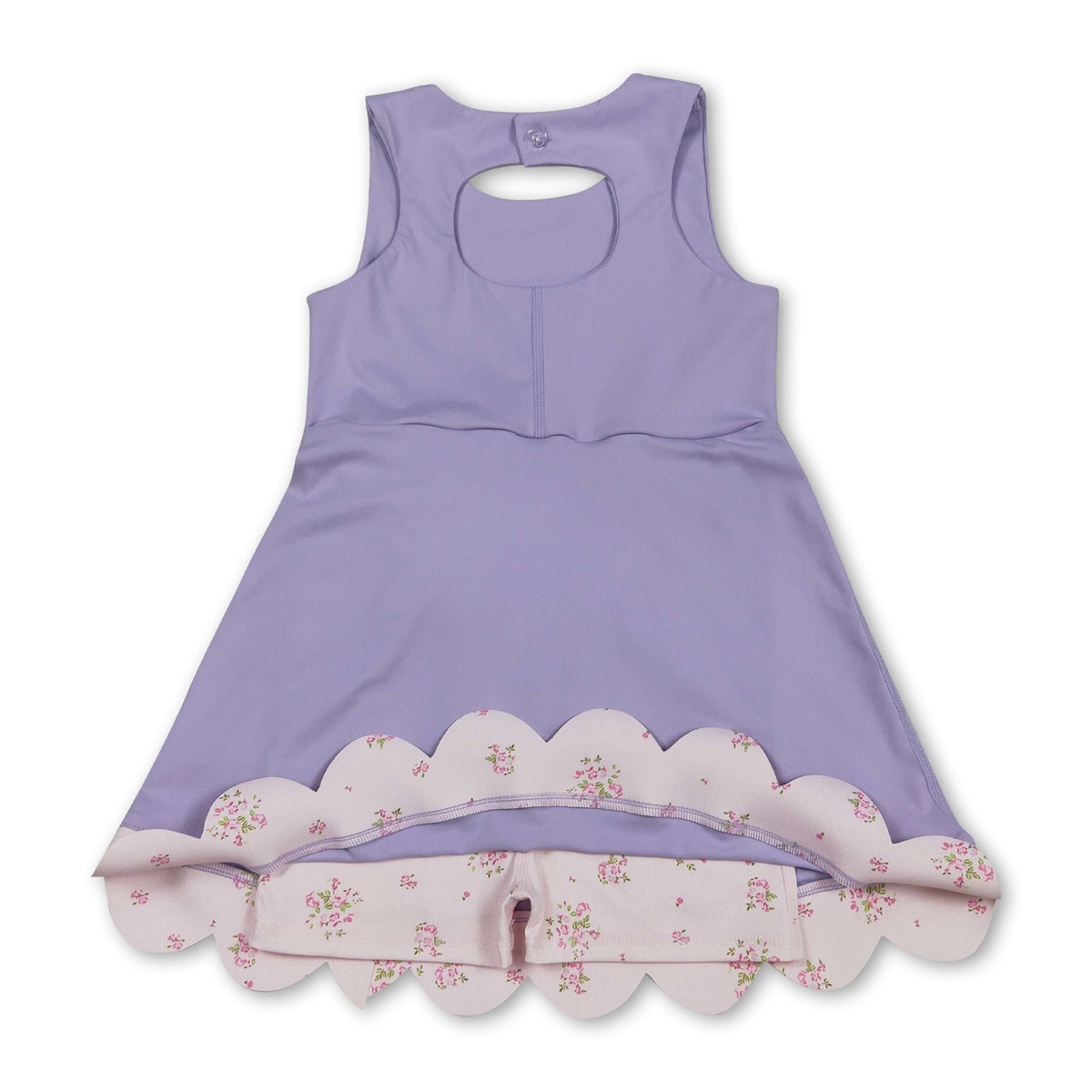 Sleeveless bow lavender scallop girls athletic dress
