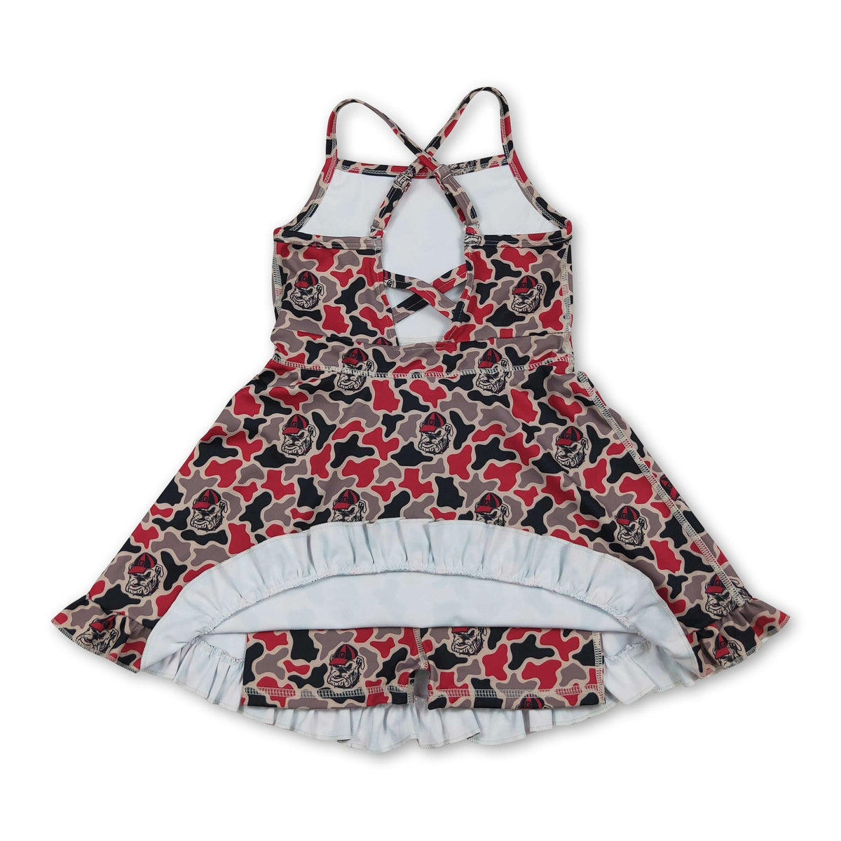Straps camo dog kids girls team athletic dresses