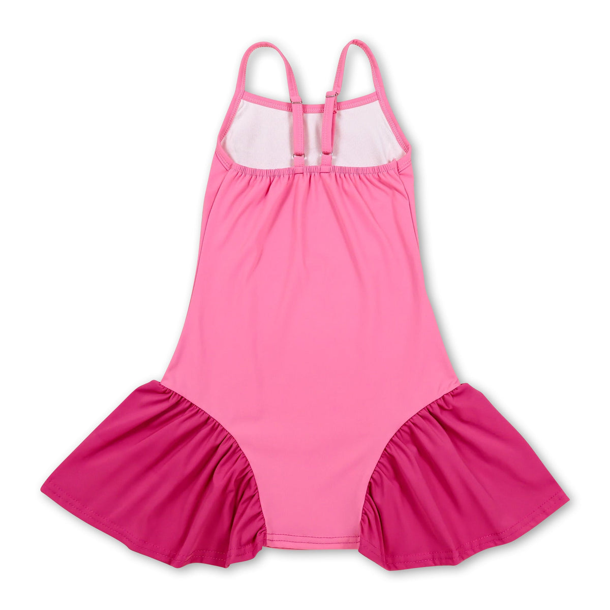 Straps pink patchwork kids girls summer athletic dresses