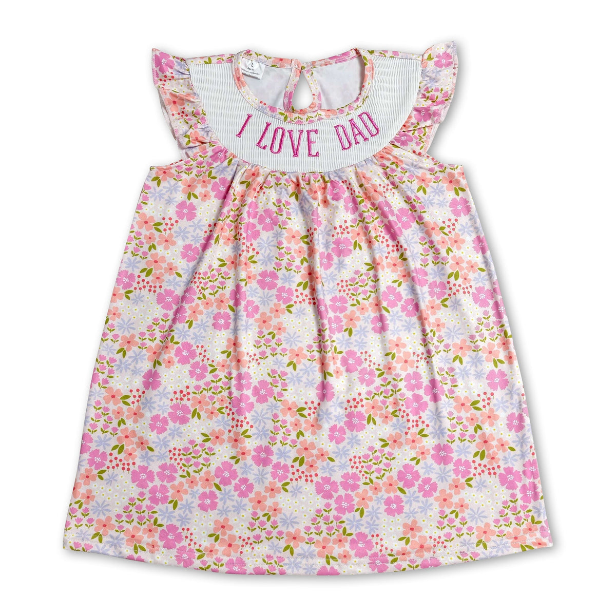 I love dad flutter sleeves floral kids girls dresses