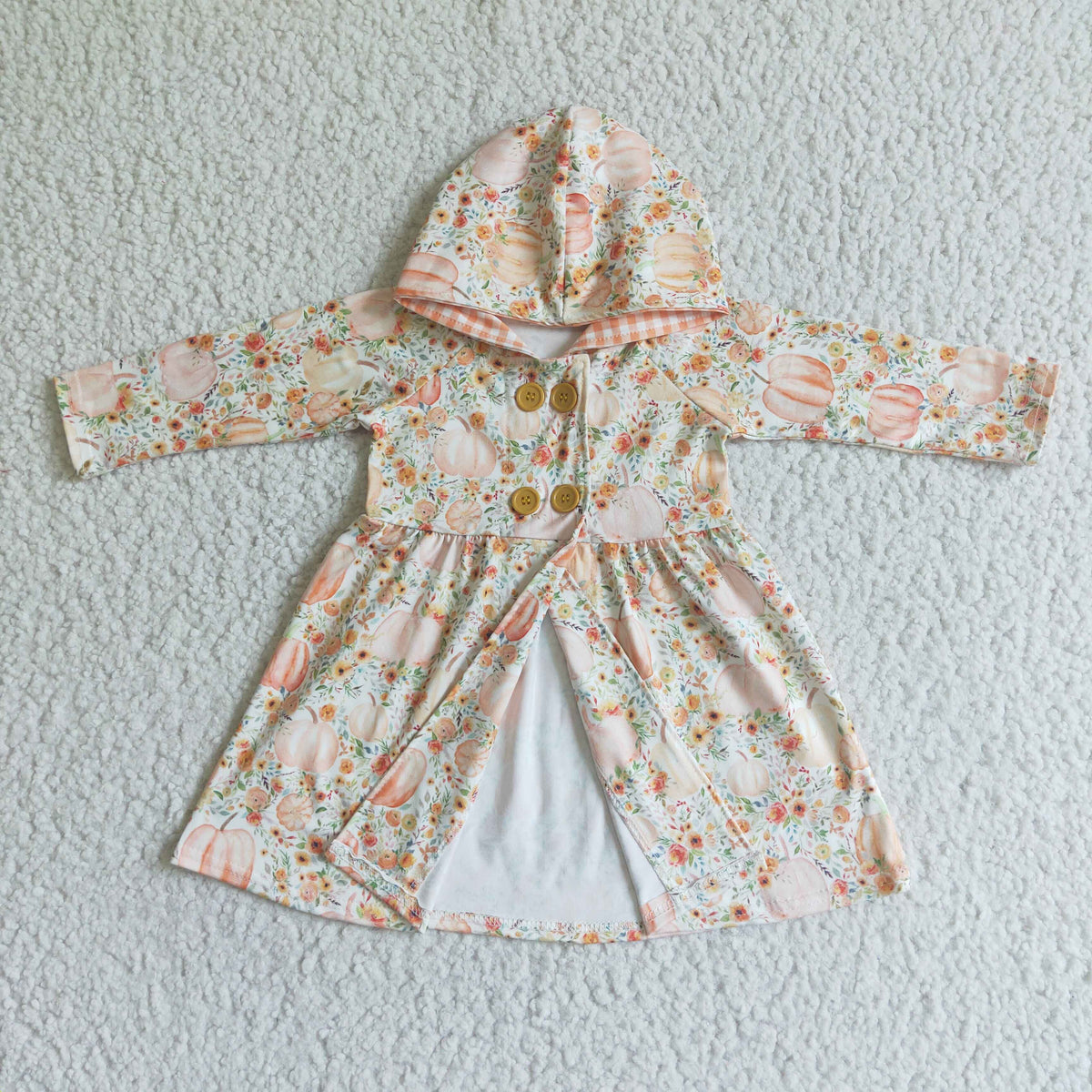 Floral pumkin hoodie dress baby girls fall cardigan