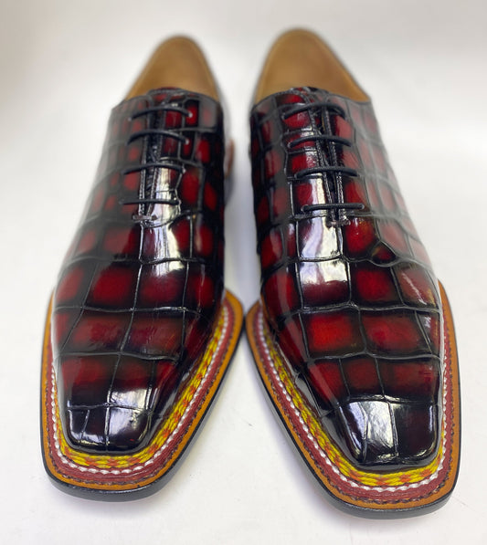 Maurice Ghost Alligator Oxford - Burgundy