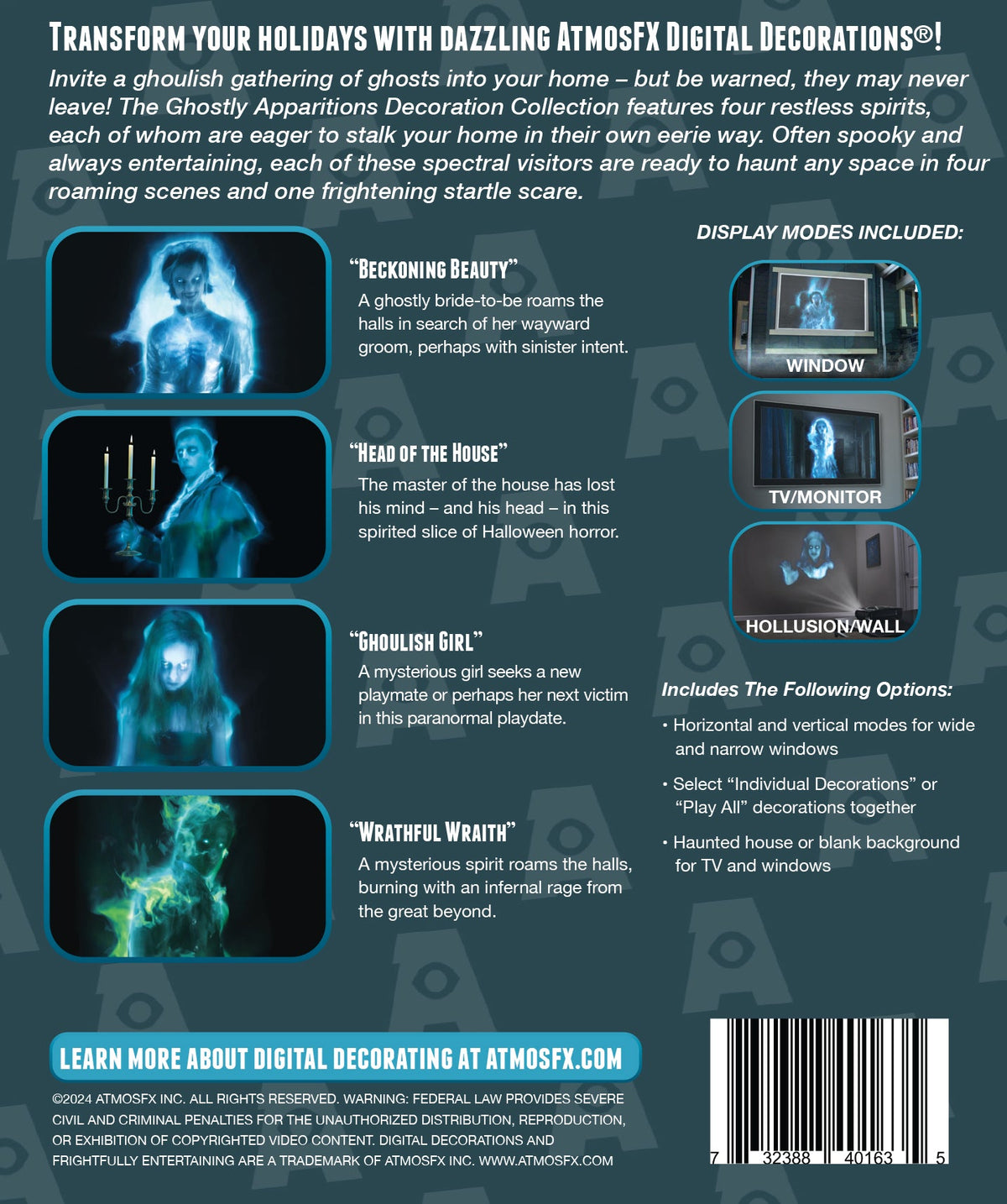 AtmosFX Ghostly Apparitions Halloween Digital Decoration on USB