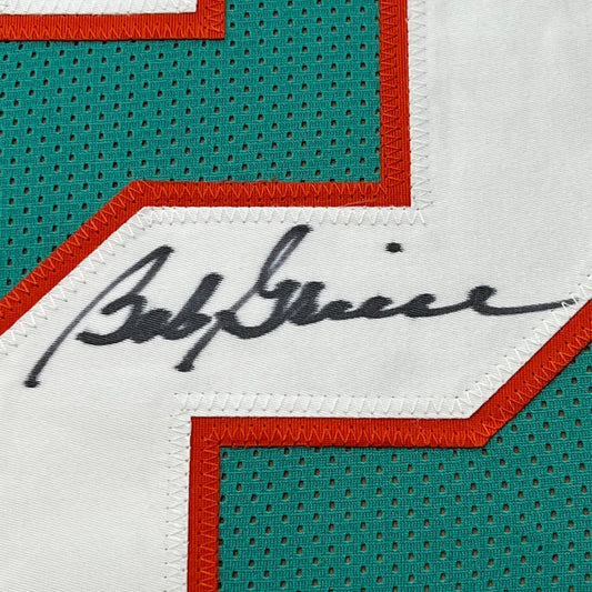 Framed Autographed/Signed Bob Griese 35x39 Miami Teal Football Jersey JSA COA
