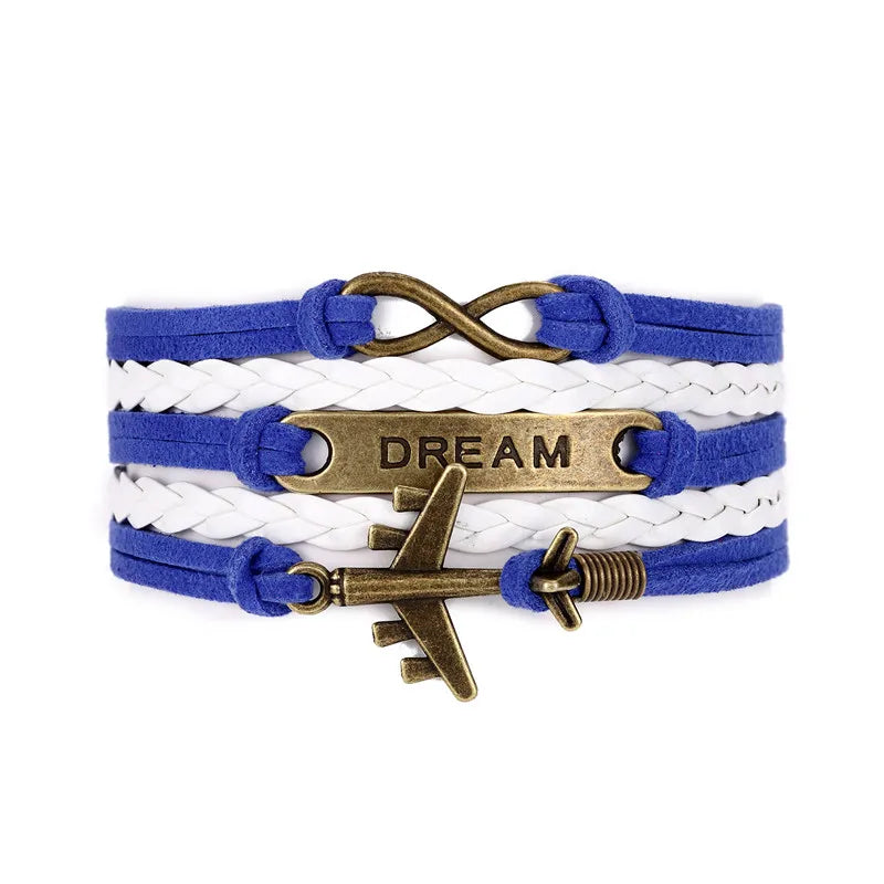 Vintage Dream Airplane Multilayer Leather Bracelet Men Women Fashion Braided Handmade Rope Wrap Bracelets & Bangles Male Gift