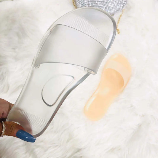 New Women Jelly Slippers Ladies Candy Slides Summer Beach Slippers Plus Size Women Shoes