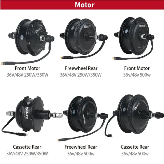 Ebike Motor Kit High Speed Brushless Gear Hub 36V 48V 350W 500W Electric Bike Conversion Front Cassette Rear display P6 ZEMAKE