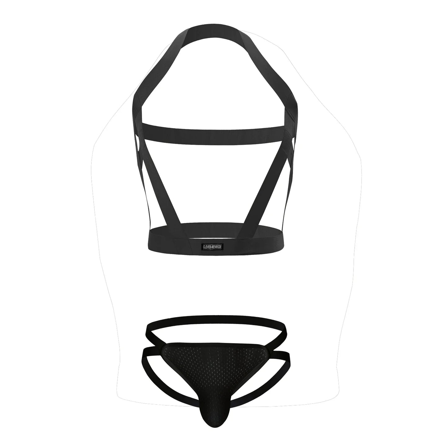CLEVER-MENMODE Elastic Bondage Harness Mens G-string Thongs Set