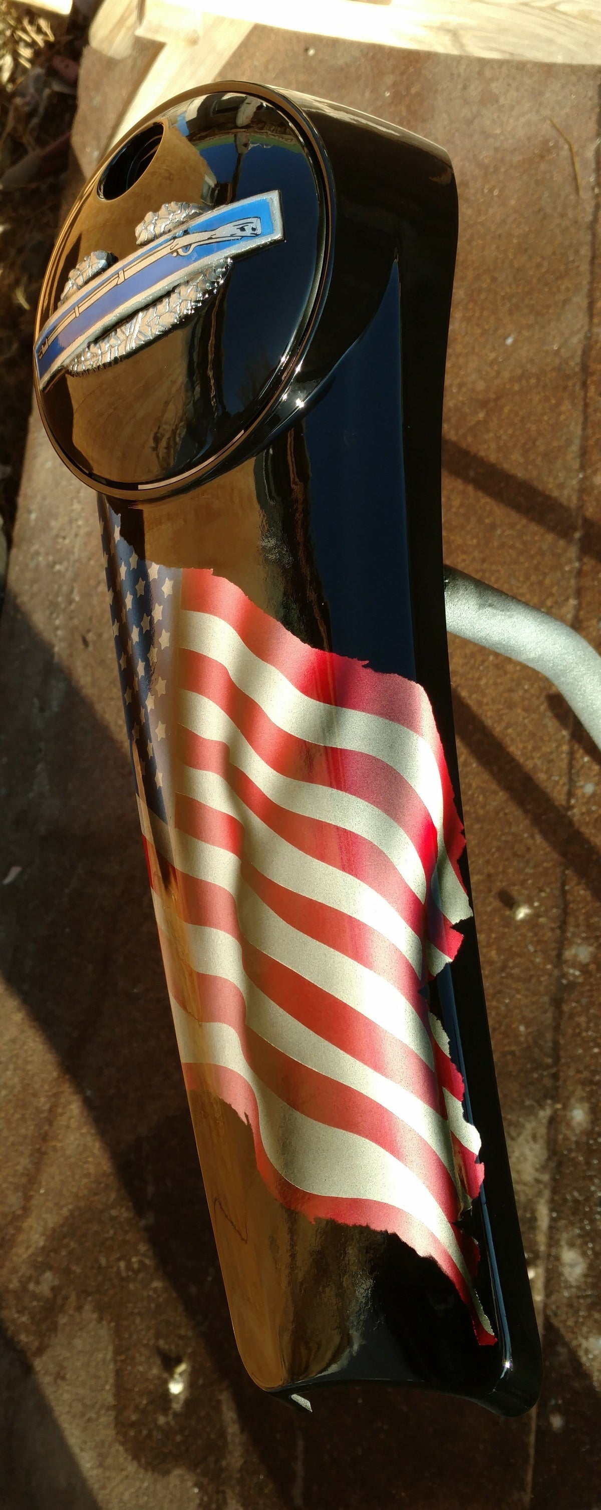 Combat Infantry badge and American flag console