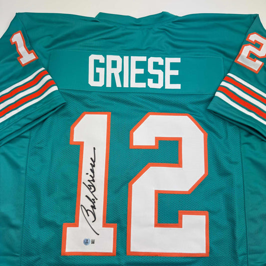 Autographed/Signed Bob Griese Miami Teal Football Jersey JSA COA