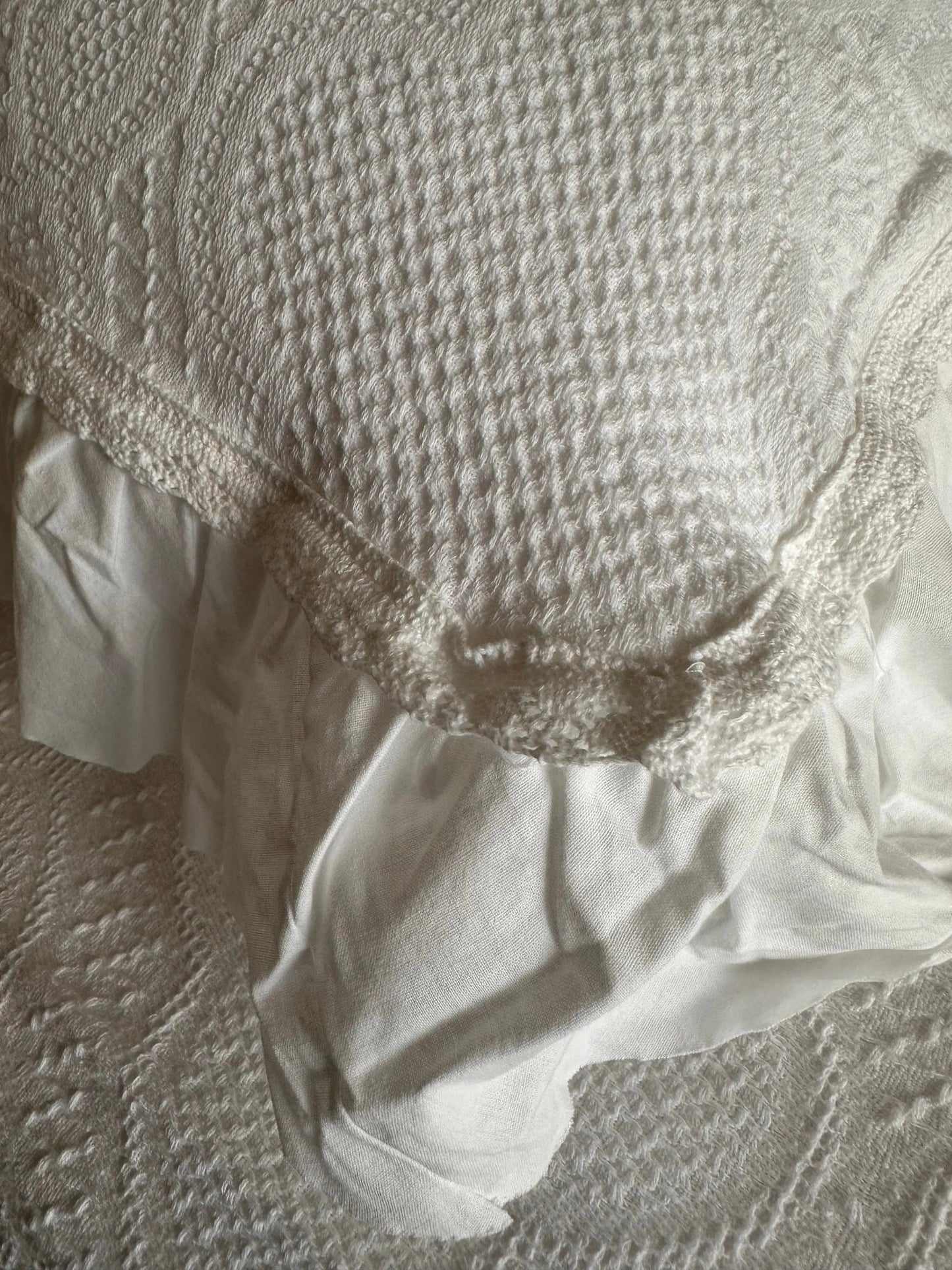 Bedspread Set Bedspread - Cotton White Lace - With Matching Shams