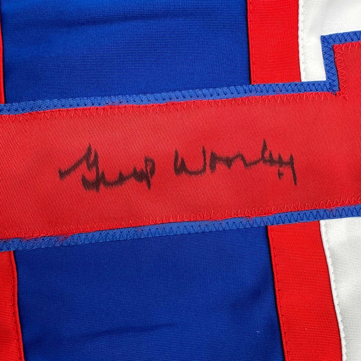 Framed Autographed/Signed Gump Worsley 35x39 Montreal White Hockey Jersey JSA COA