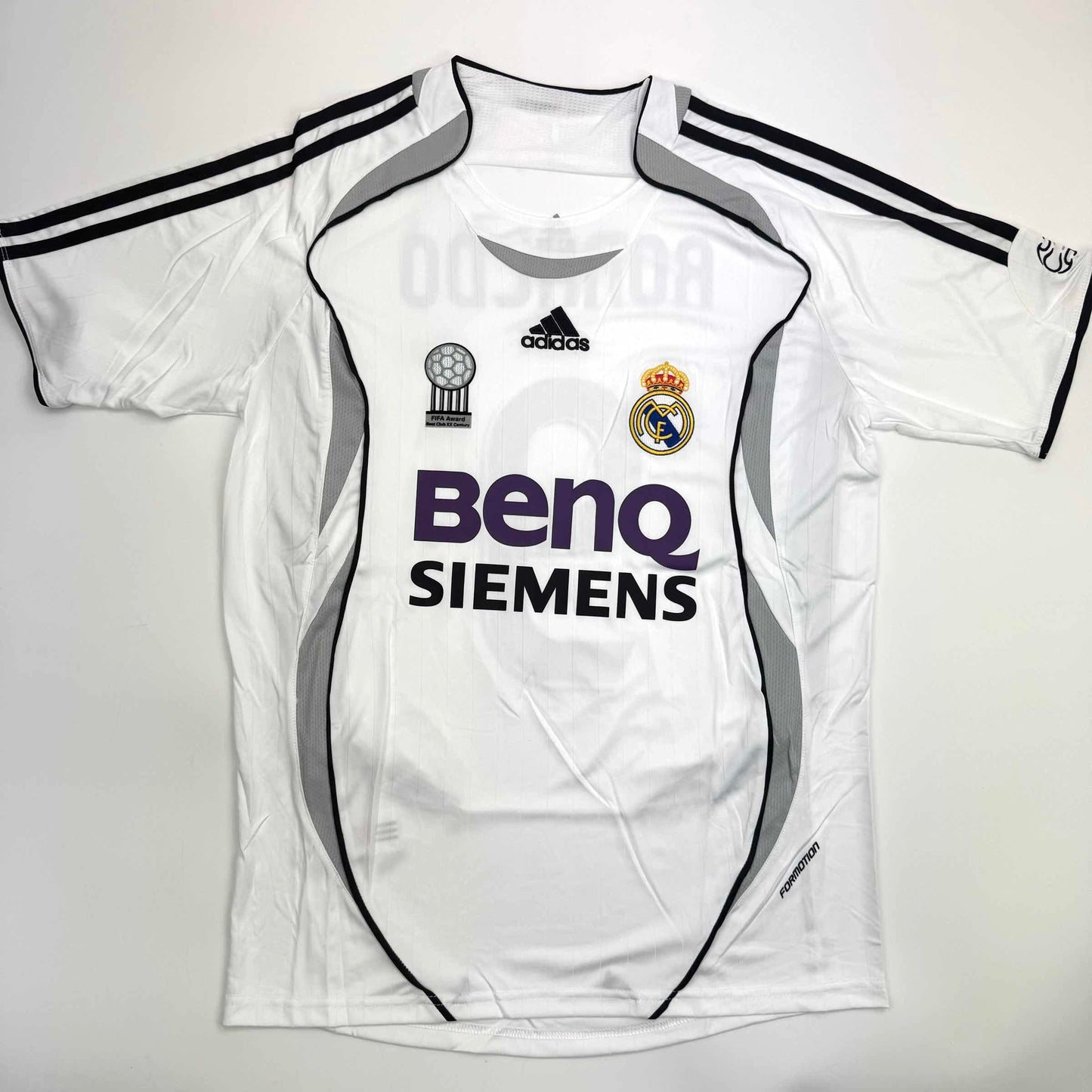 Autographed/Signed Ronaldo Nazario Real Madrid White Soccer Jersey Beckett BAS COA