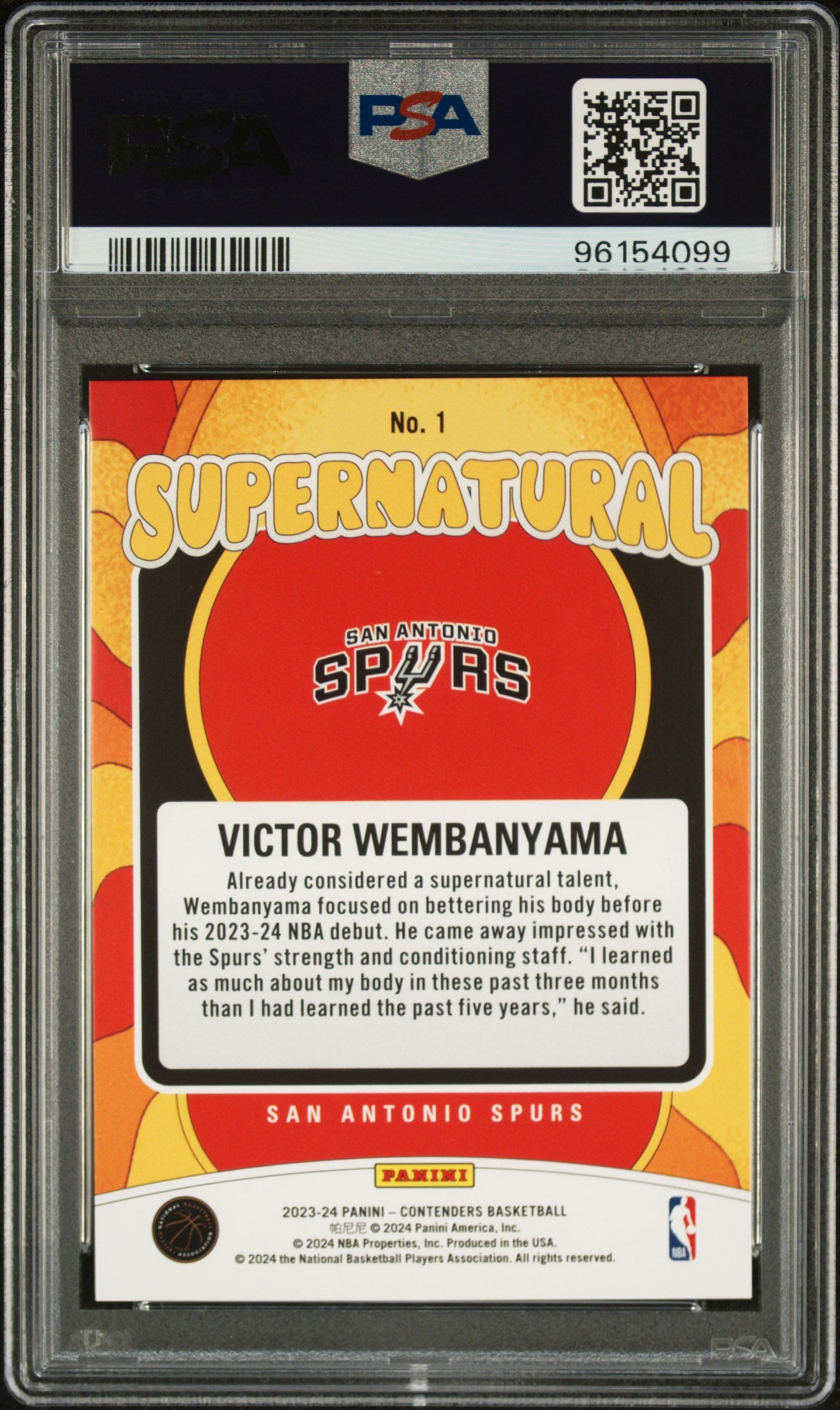 Graded 2023 Panini Contenders Victor Wembanyama #1 Super Natural Rookie RC Basketball Card PSA 10 Gem Mint