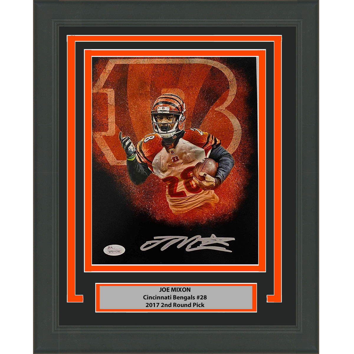Framed Autographed/Signed Joe Mixon Cincinnati Bengals 8x10 Football Photo JSA COA