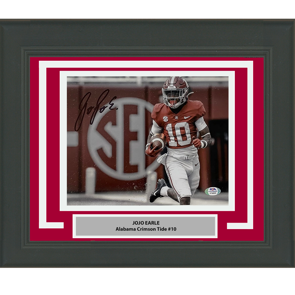 Framed Autographed/Signed JoJo Earle Alabama Crimson Tide 8x10 College Football Photo PSA/DNA COA #2