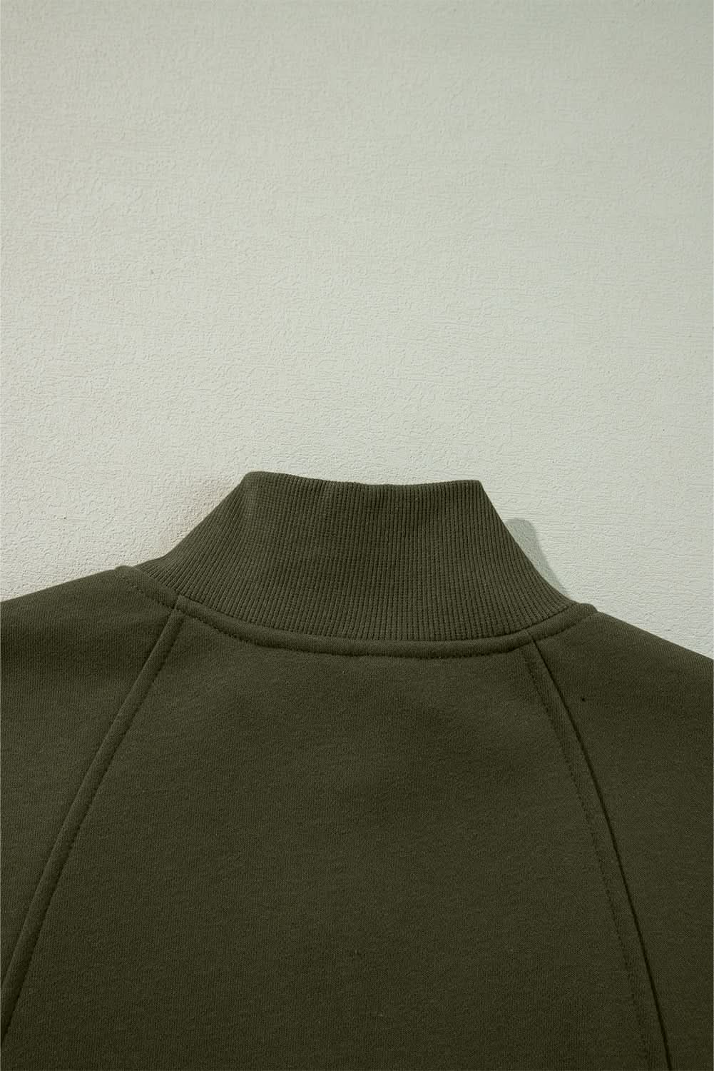 Love Salve Women's Drop Shoulder Sweatshirt Green Zip — Casual Comfort