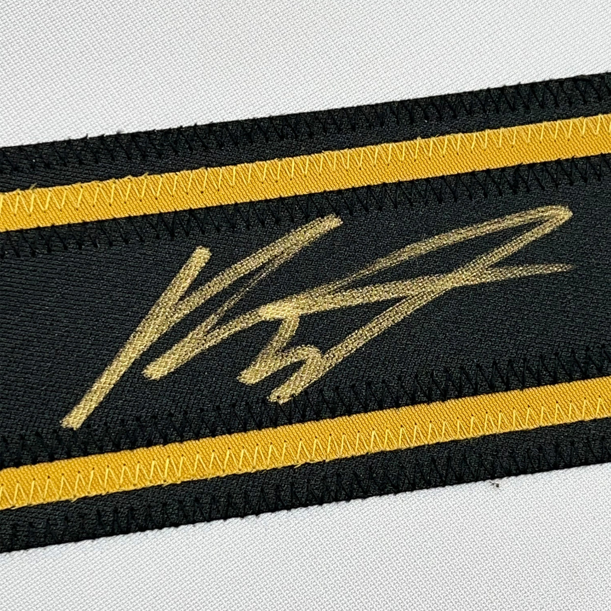 Framed Autographed/Signed Kirill Kaprizov 35x39 Minnesota White/Gold Hockey Jersey Beckett BAS COA