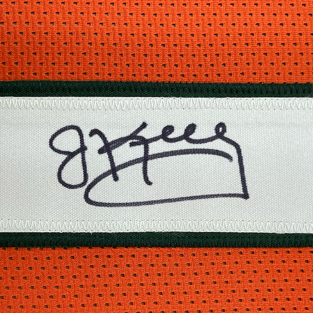 Framed Autographed/Signed Jim Kelly 35x39 Miami Hurricanes Orange College Football Jersey JSA COA