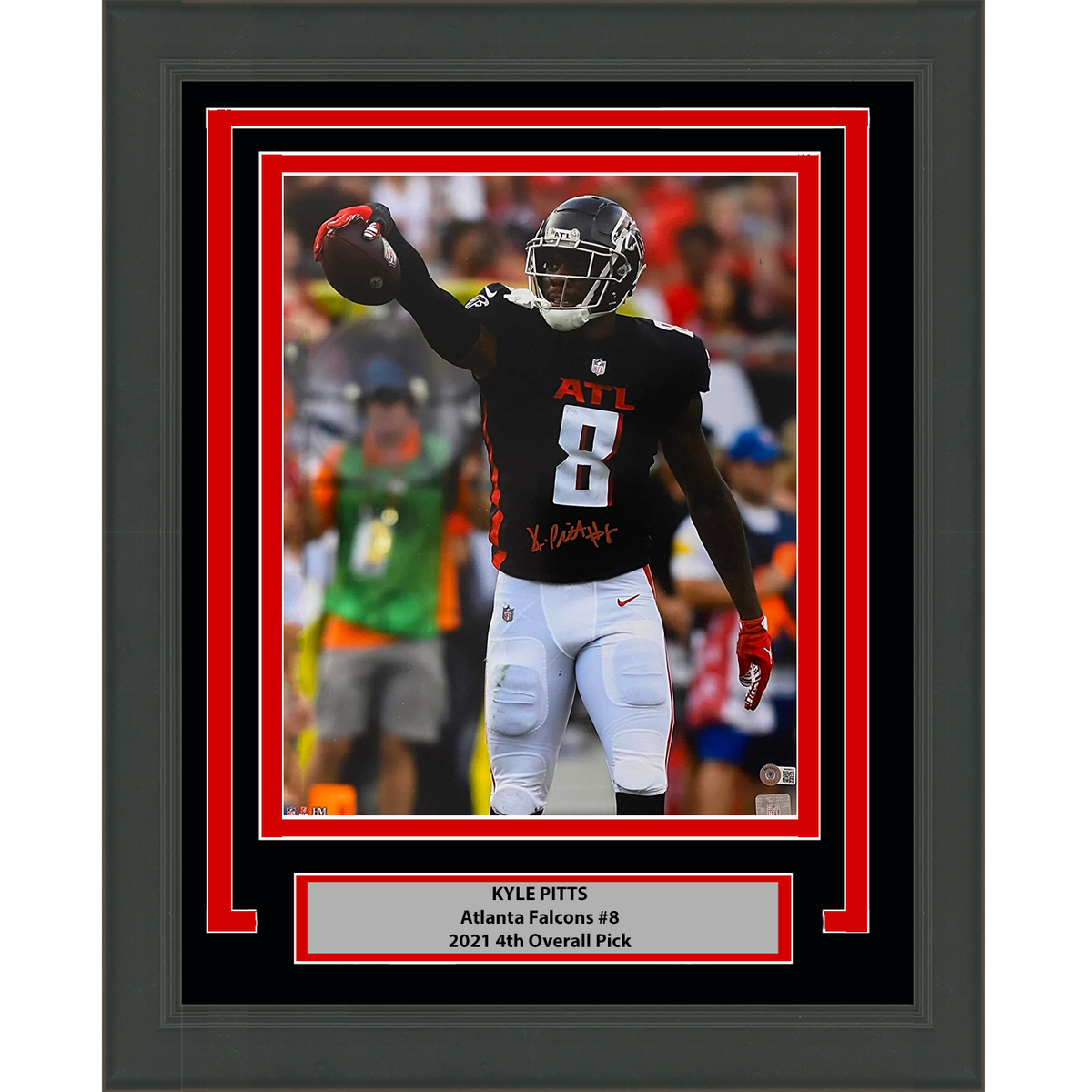 Framed Autographed/Signed Kyle Pitts Atlanta Falcons 16x20 Football Photo Beckett BAS COA