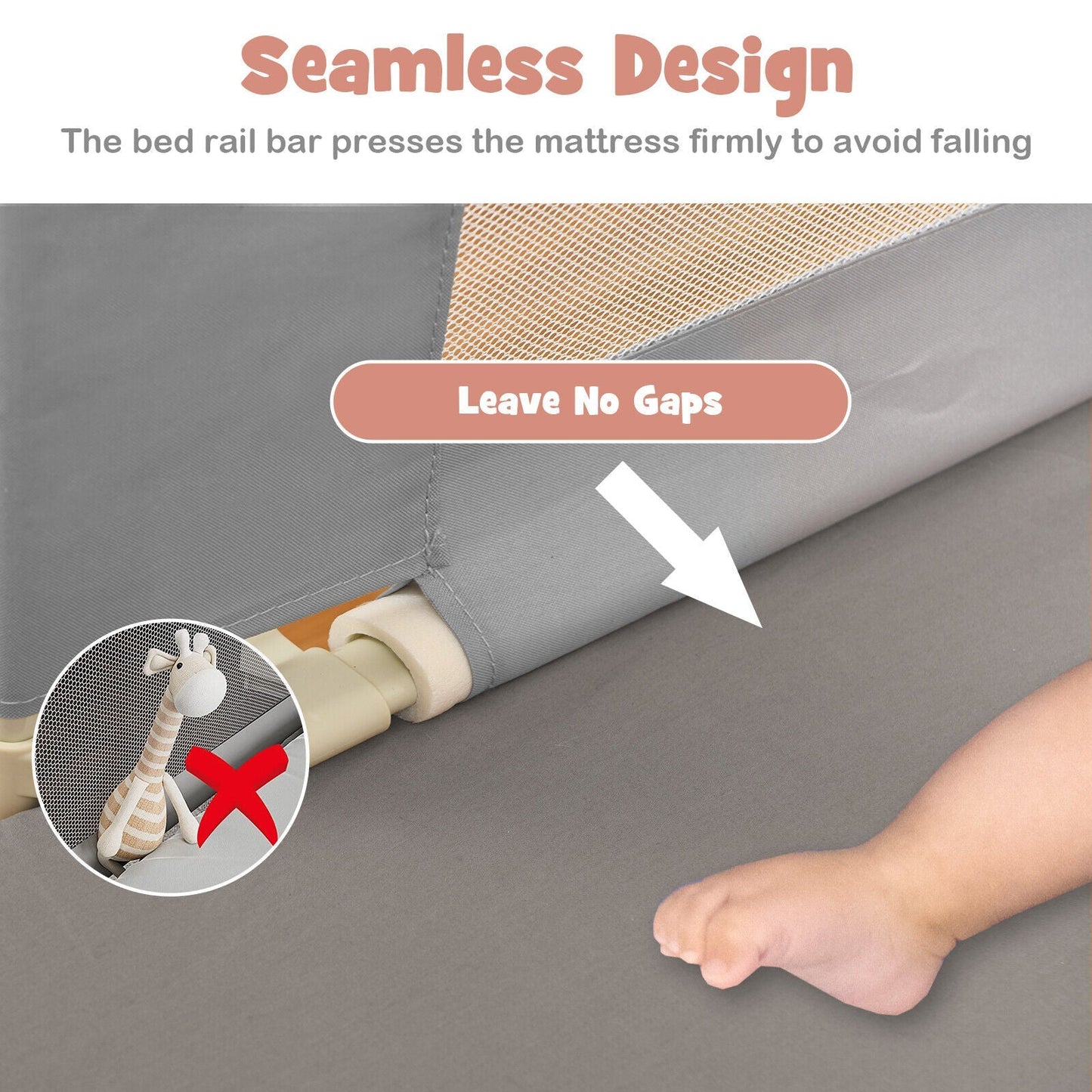 69 Inch Toddlers Vertical Lifting Baby Bedrail Guard with Lock
