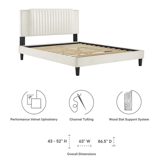 Zahra Channel Tufted Performance Velvet Twin Platform Bed by Modway