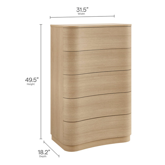 Mirae 5-Drawer Curved Dresser Chest by Modway