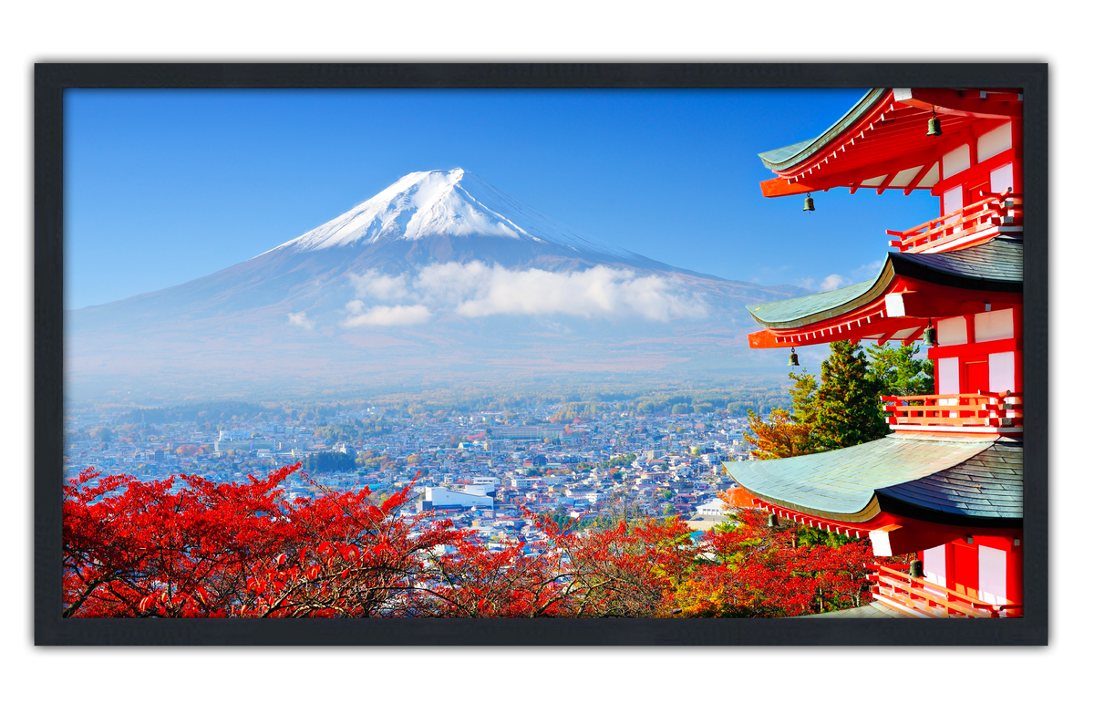 Professionally Framed Mount Fuji Japan Skyline High-Resolution Panoramic Photo 12x22 Wall Art