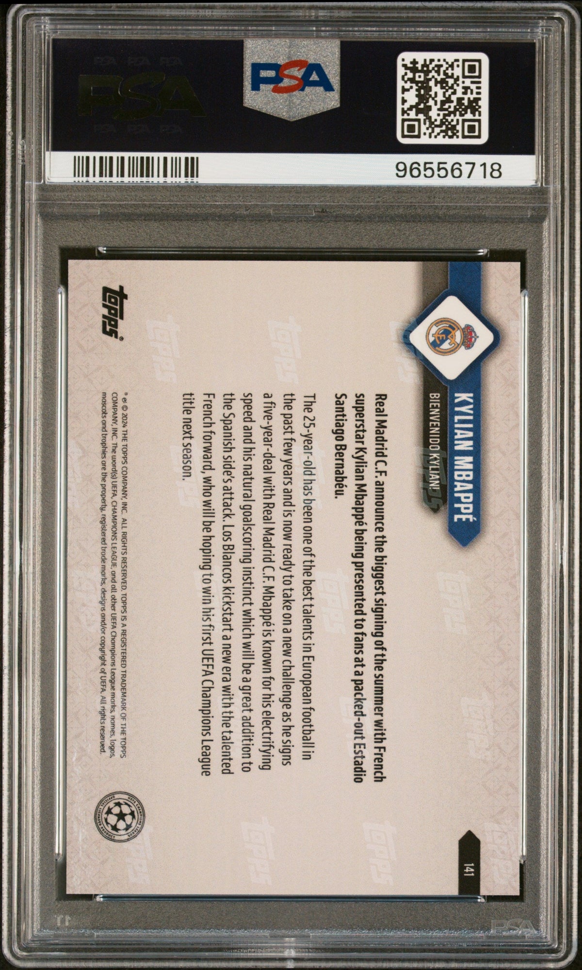 Graded 2024 Topps Now UCL Kylian Mbappe #141 Soccer Card PSA 10 Gem Mint